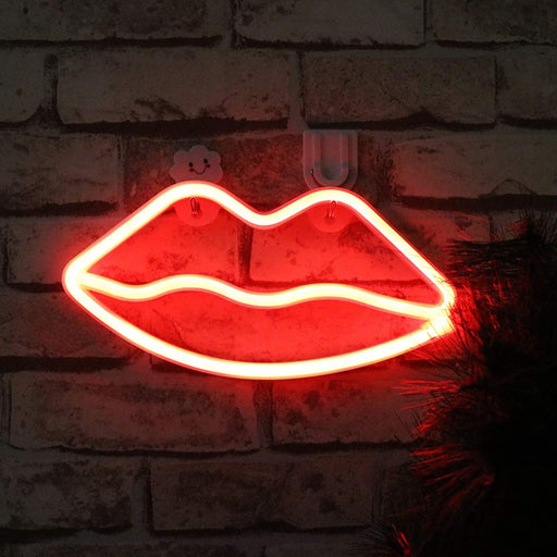 Pink Red Lips Neon Light